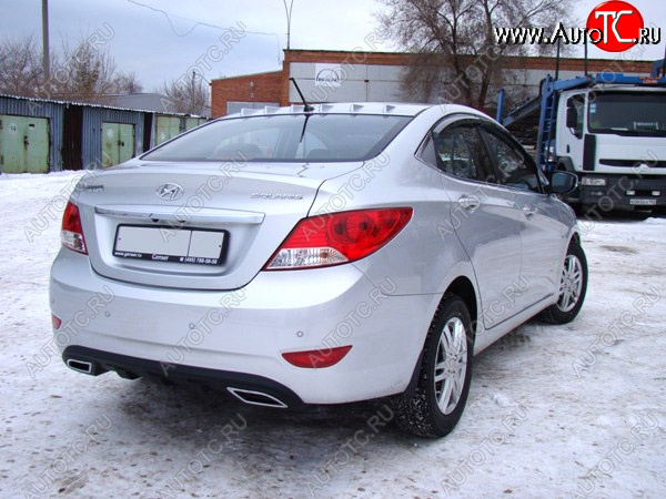 3 999 р. Диффузор заднего бампера Sport  Hyundai Solaris  RBr (2010-2014) седан дорестайлинг (Шагрень без выделений имитаций двойного выхлопа)  с доставкой в г. Пермь