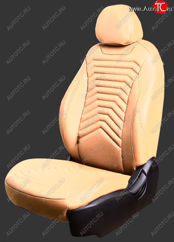 25 899 р. Чехлы для сидений Lord Autofashion Байрон ПРЕЗИДЕНТ (экокожа, спинка 60/40, 2 Г-образных подголовника)  Hyundai Solaris  RBr (2010-2017) седан дорестайлинг, седан рестайлинг (Бежевый, вставка бежевая, строчка бежевая)  с доставкой в г. Пермь