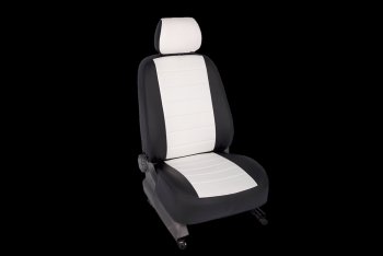 Чехлы для сидений (с подлокотником) SeiNtex (экокожа, белые) Skoda Octavia  A5 (2004-2008) дорестайлинг лифтбэк, дорестайлинг универсал