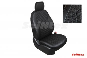 Чехлы для сидений Seintex (экокожа, ромб, заднее сидение 60/40) Hyundai Solaris RBr седан дорестайлинг (2010-2014) (Черный)