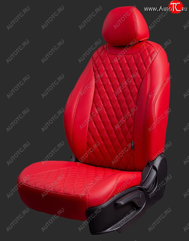 14 999 р. Чехлы для сидений Lord Autofashion Байрон (экокожа, спинка 60/40, 2 Г-образных подголовника)  Hyundai Solaris  RBr (2010-2017) седан дорестайлинг, седан рестайлинг (Красный, вставка красная, строчка красная)  с доставкой в г. Пермь
