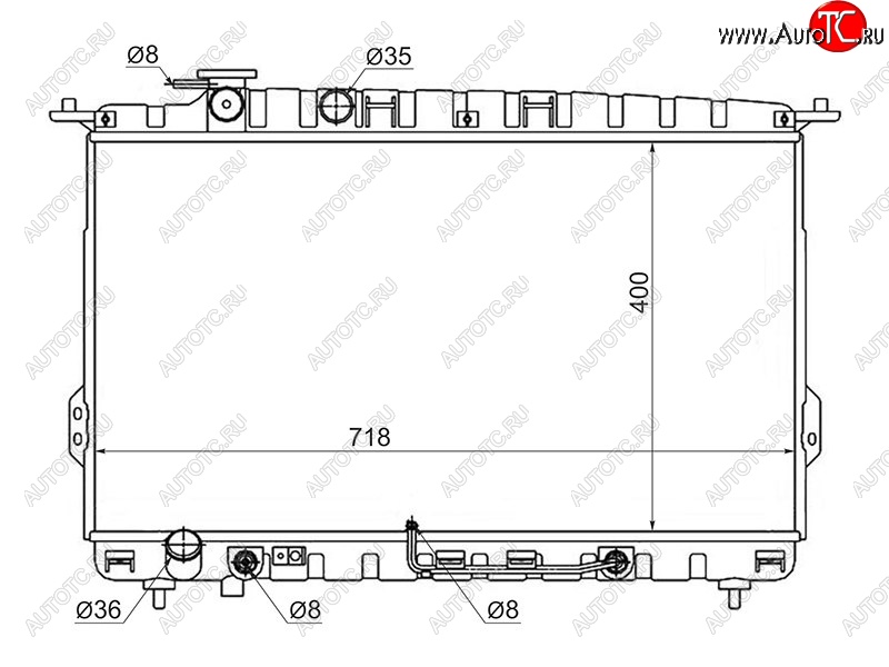 4 549 р. Радиатор двигателя (трубчатый, 2.0 / 2.4 / 2.5 / 2.7) SAT Hyundai Sonata EF рестайлинг ТагАЗ (2001-2013)  с доставкой в г. Пермь