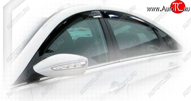 1 999 р. Дефлектора окон CA-Plastiс Hyundai Sonata YF (2009-2014) (Classic полупрозрачный, Без хром.молдинга, Крепление только на скотч)  с доставкой в г. Пермь