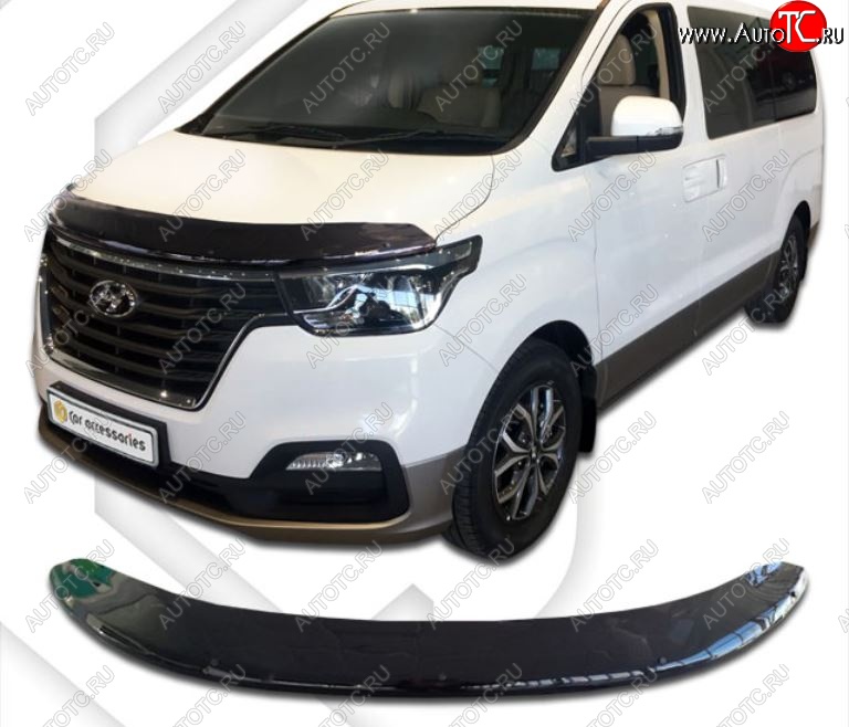 2 899 р. Дефлектор капота CA-Plastik exclusive Hyundai Starex/Grand Starex/H1 TQ 2-ой рестайлинг (2017-2022) (Classic черный, Без надписи)  с доставкой в г. Пермь