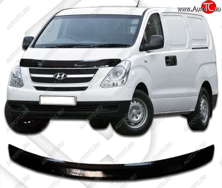 2 159 р. Дефлектор капота (кузов: kmjwwh) CA-Plastiс  Hyundai Starex/H1  A1 (2004-2007) рестайлинг (серия Classic черный, Без надписи)  с доставкой в г. Пермь