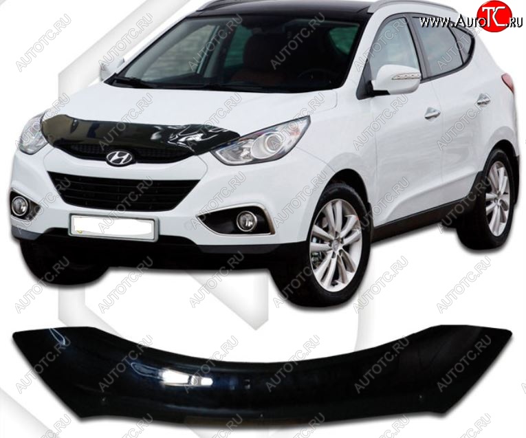 1 999 р. Дефлектор капота CA-Plastic Hyundai Tucson LM (2010-2017) (Classic черный, Без надписи)  с доставкой в г. Пермь