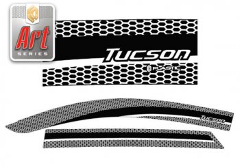 Дефлектора окон CA-Plastic Hyundai Tucson  TL (2015-2021) дорестайлинг, рестайлинг (Серия Art черная, Без хром.молдинга)