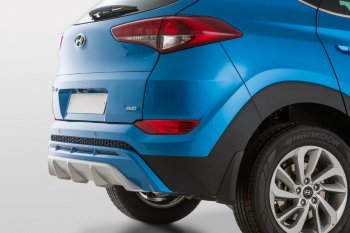 9 799 р. Накладка заднего бампера YT  Hyundai Tucson  TL (2015-2018) дорестайлинг (Неокрашенная)  с доставкой в г. Пермь. Увеличить фотографию 2