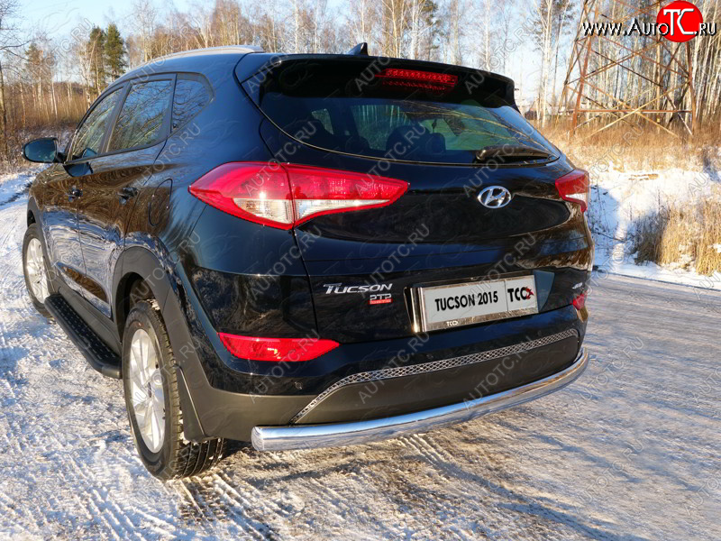 18 999 р. Защита заднего бампера (овальная) ТСС 75х42 мм  Hyundai Tucson  TL (2015-2018) дорестайлинг  с доставкой в г. Пермь