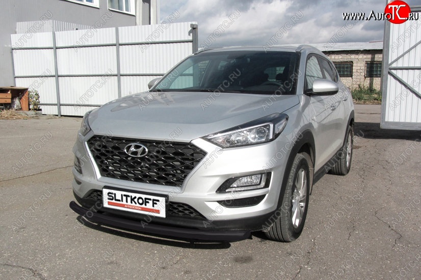 9 999 р. Защита переднего бампера Turbo Slitkoff (d57 мм)  Hyundai Tucson  TL (2018-2021) рестайлинг (Сталь с полимерным покрытием. Цвет: чёрный)  с доставкой в г. Пермь