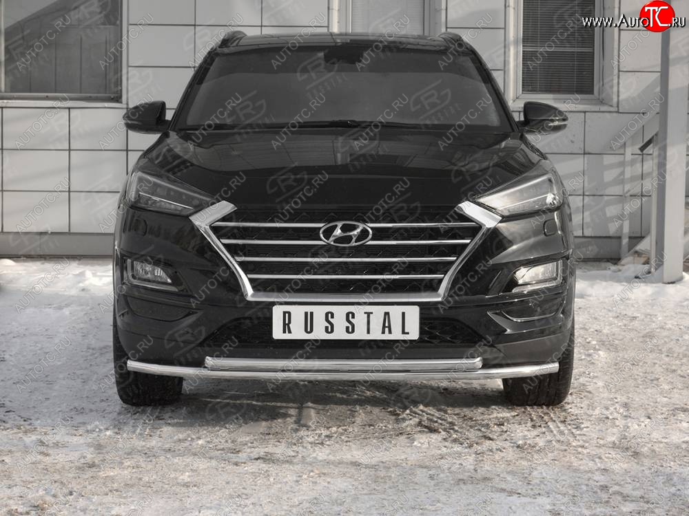 17 349 р. Защита переднего бампера (2 трубы Ø42 мм, нержавейка) SLITKOFF Hyundai Tucson TL рестайлинг (2018-2021)  с доставкой в г. Пермь