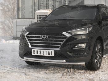 17 349 р. Защита переднего бампера (2 трубы Ø42 мм, нержавейка) SLITKOFF Hyundai Tucson TL рестайлинг (2018-2021)  с доставкой в г. Пермь. Увеличить фотографию 2