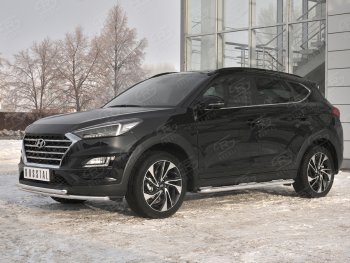 17 349 р. Защита переднего бампера (2 трубы Ø42 мм, нержавейка) SLITKOFF Hyundai Tucson TL рестайлинг (2018-2021)  с доставкой в г. Пермь. Увеличить фотографию 3