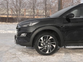 17 349 р. Защита переднего бампера (2 трубы Ø42 мм, нержавейка) SLITKOFF Hyundai Tucson TL рестайлинг (2018-2021)  с доставкой в г. Пермь. Увеличить фотографию 4