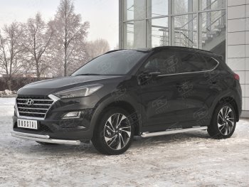 17 899 р. Защита переднего бампера (2 трубы Ø63 и 42 мм, нержавейка) SLITKOFF  Hyundai Tucson  TL (2018-2021) рестайлинг  с доставкой в г. Пермь. Увеличить фотографию 2