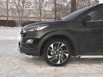 17 899 р. Защита переднего бампера (2 трубы Ø63 и 42 мм, нержавейка) SLITKOFF  Hyundai Tucson  TL (2018-2021) рестайлинг  с доставкой в г. Пермь. Увеличить фотографию 3