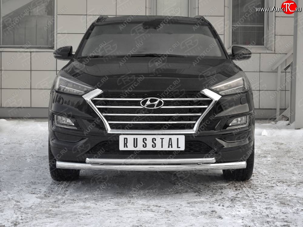 17 599 р. Защита переднего бампера (2 трубы Ø63 и 42 мм, нержавейка) SLITKOFF Hyundai Tucson TL рестайлинг (2018-2021)  с доставкой в г. Пермь