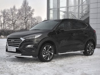 17 599 р. Защита переднего бампера (2 трубы Ø63 и 42 мм, нержавейка) SLITKOFF Hyundai Tucson TL рестайлинг (2018-2021)  с доставкой в г. Пермь. Увеличить фотографию 2
