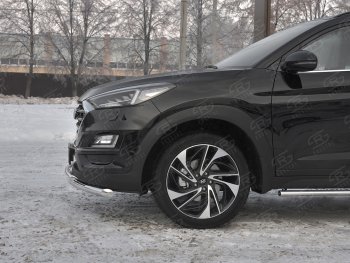 17 599 р. Защита переднего бампера (2 трубы Ø63 и 42 мм, нержавейка) SLITKOFF Hyundai Tucson TL рестайлинг (2018-2021)  с доставкой в г. Пермь. Увеличить фотографию 3