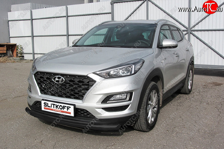 13 699 р. Защита переднего бампера Slitkoff (Ø 57+Ø 42, двойная).  Hyundai Tucson  TL (2018-2021) рестайлинг (Сталь с полимерным покрытием. Цвет: черный)  с доставкой в г. Пермь