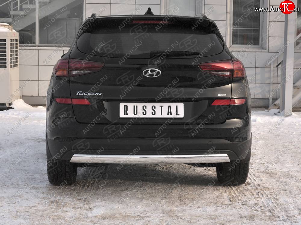 11 899 р. Защита заднего бампера (Ø75x42 мм, нержавейка) Russtal Hyundai Tucson TL рестайлинг (2018-2021)  с доставкой в г. Пермь
