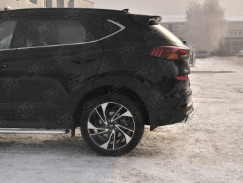 11 899 р. Защита заднего бампера (Ø75x42 мм, нержавейка) Russtal Hyundai Tucson TL рестайлинг (2018-2021)  с доставкой в г. Пермь. Увеличить фотографию 3