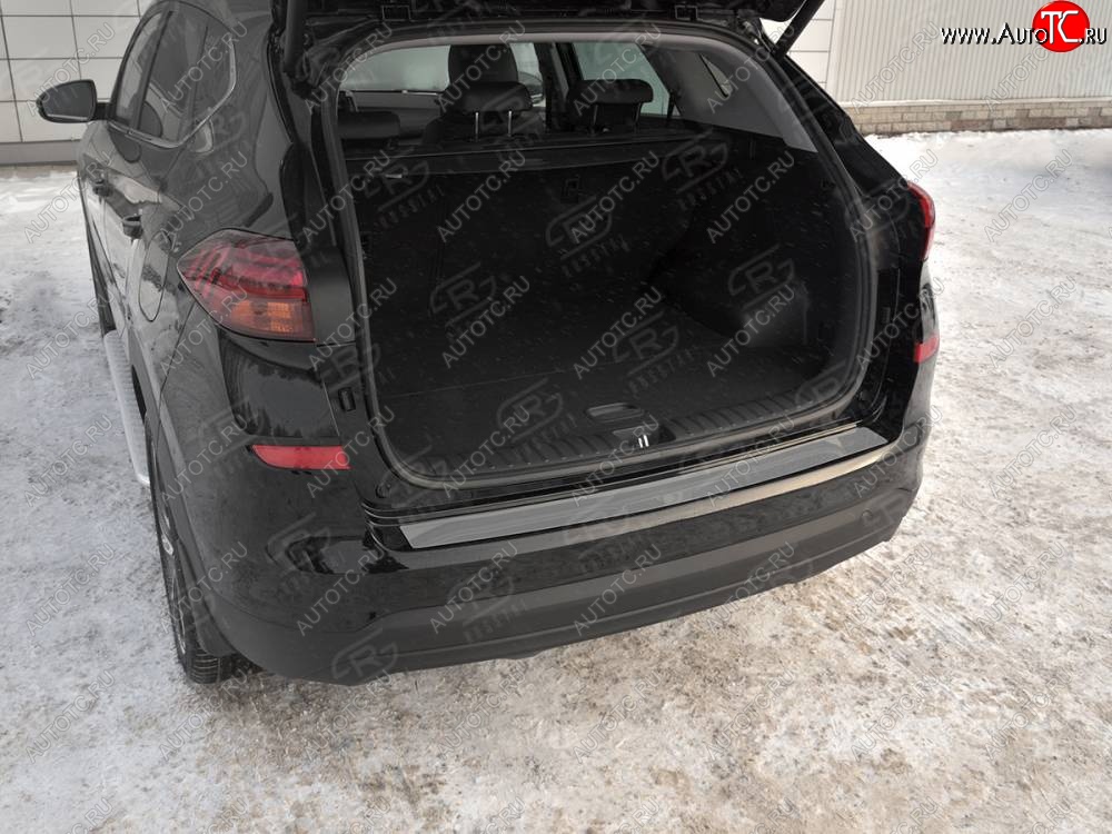 1 999 р. Защитная накладка на задний бампер Russtal Hyundai Tucson TL рестайлинг (2018-2021) (Нержавейка зеркальная)  с доставкой в г. Пермь
