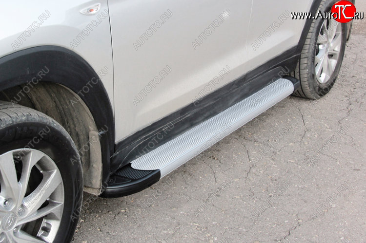 13 349 р. Пороги алюминиевые Slitkoff  Hyundai Tucson  TL (2018-2021) рестайлинг (Optima Silver)  с доставкой в г. Пермь