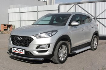 13 349 р. Пороги алюминиевые Slitkoff  Hyundai Tucson  TL (2018-2021) рестайлинг (Optima Silver)  с доставкой в г. Пермь. Увеличить фотографию 2