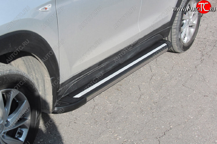 11 299 р. Пороги алюминиевые Slitkoff  Hyundai Tucson  TL (2018-2021) рестайлинг (Luxe Black)  с доставкой в г. Пермь