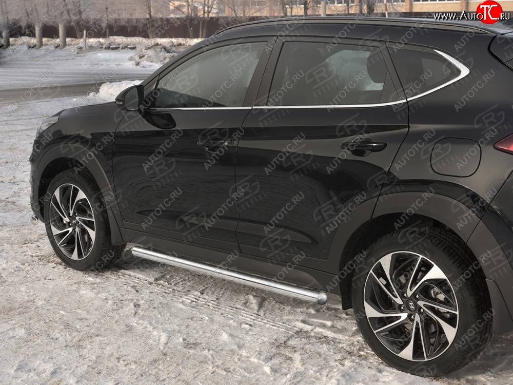 19 999 р. Защита порогов SLITKOFF (Ø63 мм)  Hyundai Tucson  TL (2018-2021) рестайлинг (Металлические торцы под 90°)  с доставкой в г. Пермь