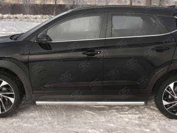 19 999 р. Защита порогов SLITKOFF (Ø63 мм)  Hyundai Tucson  TL (2018-2021) рестайлинг (Металлические торцы под 90°)  с доставкой в г. Пермь. Увеличить фотографию 2