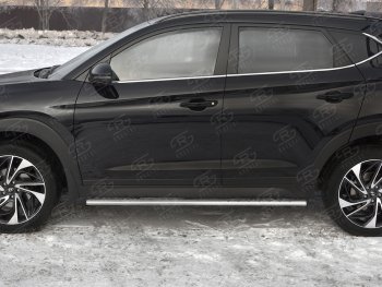 16 649 р. Защита порогов (Ø75x42 мм с проступью, нержавейка) Russtal Hyundai Tucson TL рестайлинг (2018-2021)  с доставкой в г. Пермь. Увеличить фотографию 2