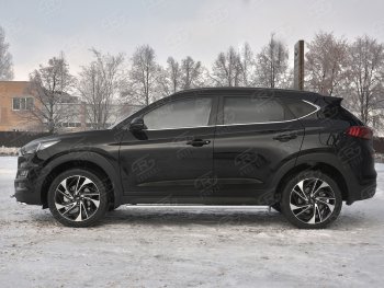 16 649 р. Защита порогов (Ø75x42 мм с проступью, нержавейка) Russtal Hyundai Tucson TL рестайлинг (2018-2021)  с доставкой в г. Пермь. Увеличить фотографию 3