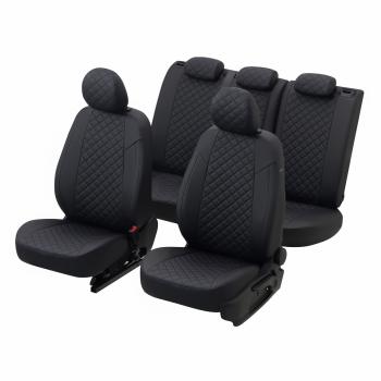 8 749 р. Чехлы сидений (экокожа, ЗСиС 60/40 + вырез под подлокотник) AUTOPILOT Ромб  Hyundai Tucson  JM (2004-2010), KIA Sportage  2 JE,KM (2004-2008) (черный/строчка синяя)  с доставкой в г. Пермь. Увеличить фотографию 3