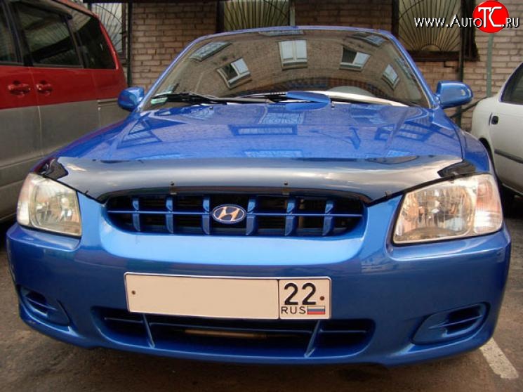 2 699 р. Дефлектор капота NovLine Hyundai Accent 2 LC седан дорестайлинг (ТагАЗ) (1999-2012)  с доставкой в г. Пермь