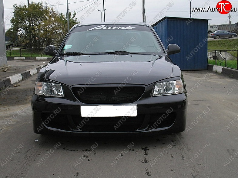 7 299 р. Передний бампер SPORT DESIGN Hyundai Accent 2 LC седан дорестайлинг (ТагАЗ) (1999-2012) (Неокрашенный)  с доставкой в г. Пермь