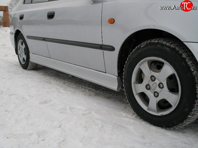 4 099 р. Пороги накладки Style  Hyundai Accent  2 LC (1999-2012) седан дорестайлинг (ТагАЗ) (Неокрашенные)  с доставкой в г. Пермь