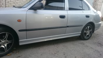 4 099 р. Пороги накладки Style  Hyundai Accent  2 LC (1999-2012) седан дорестайлинг (ТагАЗ) (Неокрашенные)  с доставкой в г. Пермь. Увеличить фотографию 12