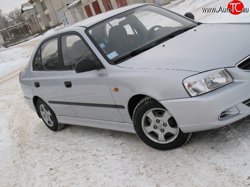 1 299 р. Реснички Classic-Style на фары Hyundai Accent 2 LC седан дорестайлинг (ТагАЗ) (1999-2012) (Неокрашенные)  с доставкой в г. Пермь