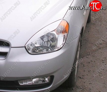 1 649 р. Реснички на фары CT v1 Hyundai Accent 3 MC седан (2005-2011) (Неокрашенные)  с доставкой в г. Пермь