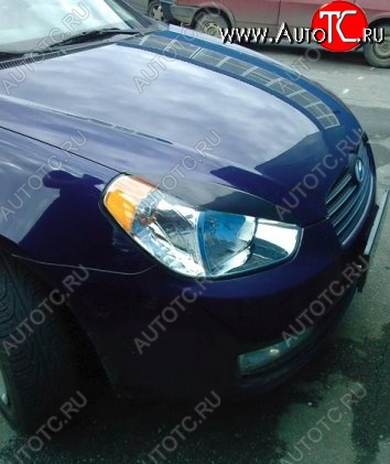 1 649 р. Реснички на фары CT v2 Hyundai Accent 3 MC седан (2005-2011) (Неокрашенные)  с доставкой в г. Пермь