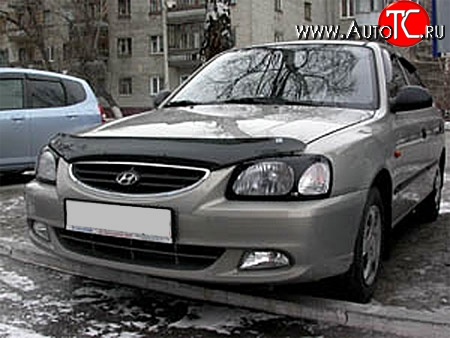 1 484 р. Защита передних фар NovLine (очки) . Hyundai Accent 2 LC седан дорестайлинг (ТагАЗ) (1999-2012)  с доставкой в г. Пермь