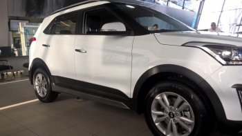 7 349 р. Пластиковые пороги АвтоКрат Hyundai Creta GS рестайлинг (2019-2021) (Неокрашенные)  с доставкой в г. Пермь. Увеличить фотографию 2