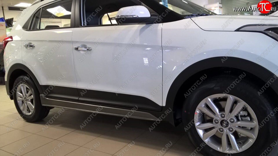 7 349 р. Пластиковые пороги АвтоКрат Hyundai Creta GS рестайлинг (2019-2021) (Неокрашенные)  с доставкой в г. Пермь