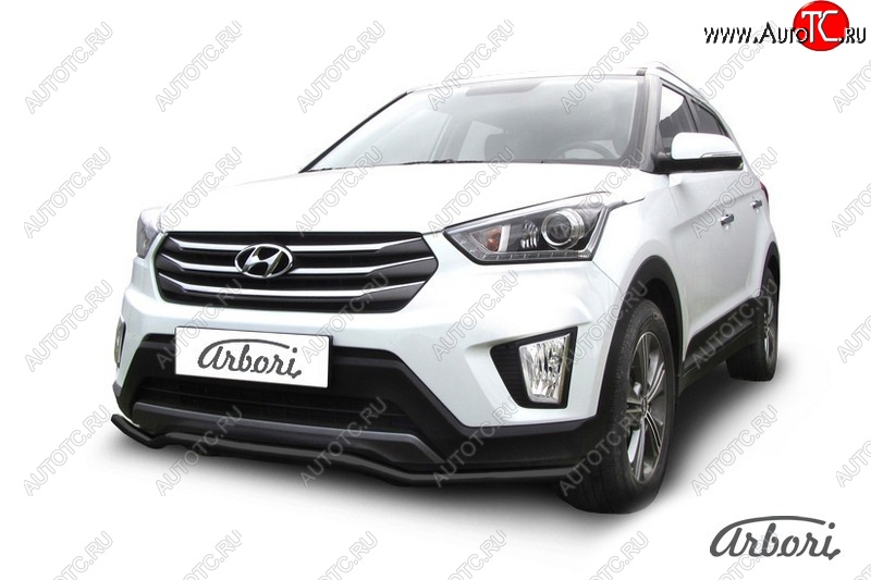 5 849 р. Защита переднего бампера Arbori (волна, черная, 1 труба d42 mm). Hyundai Creta GS дорестайлинг (2015-2019)  с доставкой в г. Пермь