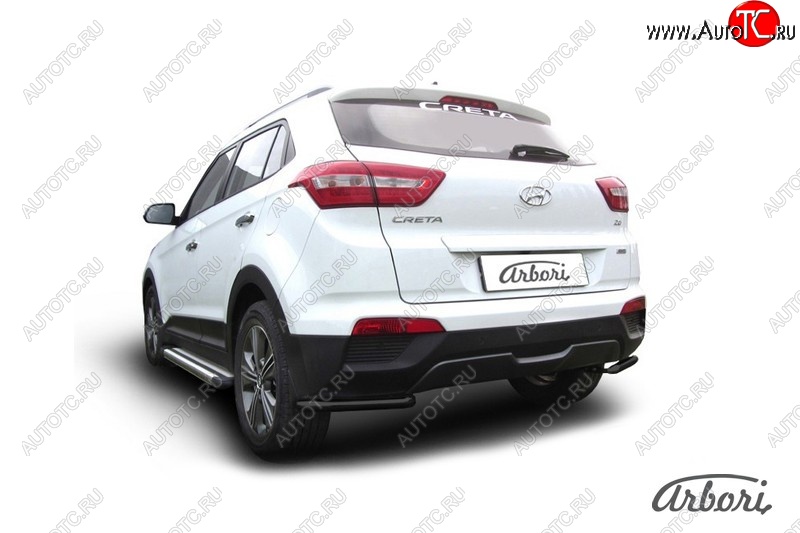 1 099 р. Защита заднего бампера Arbori (уголки, черная, 1 труба d42 mm). Hyundai Creta GS дорестайлинг (2015-2019)  с доставкой в г. Пермь