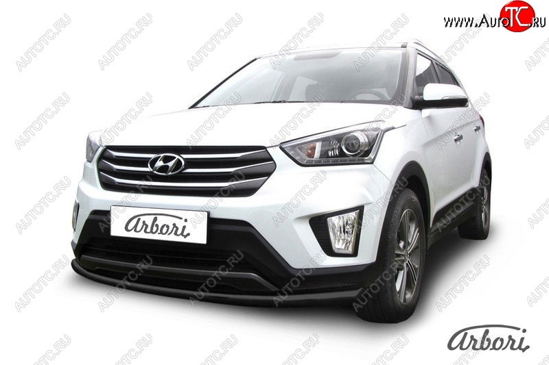 5 849 р. Защита переднего бампера Arbori (черная, 1 труба d57 mm). Hyundai Creta GS дорестайлинг (2015-2019)  с доставкой в г. Пермь