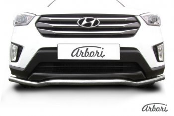 26 999 р. Защита переднего бампера Arbori (волна, нержавейка, 1 труба d57 mm).  Hyundai Creta  GS (2015-2021) дорестайлинг, рестайлинг  с доставкой в г. Пермь. Увеличить фотографию 2