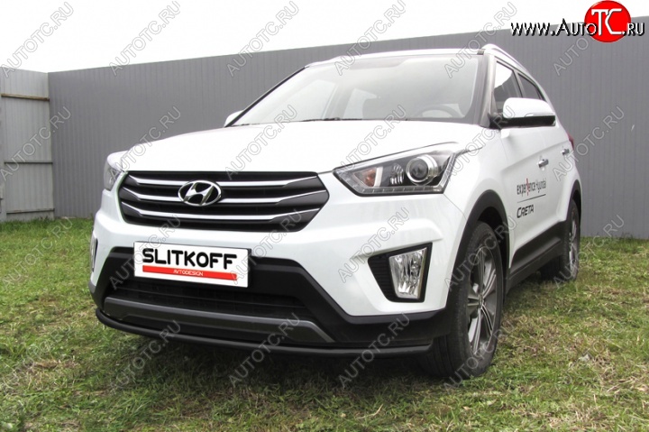 7 499 р. Защита переднего бампер из трубы d42 Slitkoff (дуга)  Hyundai Creta  GS (2015-2021) дорестайлинг, рестайлинг (Цвет: серебристый)  с доставкой в г. Пермь